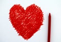 Hand drawing Red heart with vax crayon Royalty Free Stock Photo