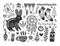 hand drawing Scandinavian doodles elements, norwegian sketch