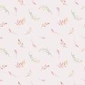 Hand drawing seamless watercolor floral patterns with rose, leaves, branches and flowers. Bohemian gold pink pattern Royalty Free Stock Photo