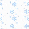 Hand drawing sign snowflakes blue on white background seamless pattern isolated. Winter background