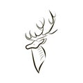 Hand drawing silhouette of a graceful deer head Royalty Free Stock Photo