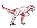 Hand drawing sketch of brawn predatory dinosaur