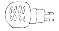 Hand drawing sketch electric fumigator. Anti-mosquito home device for smoking pests and biting insectson isolated background.