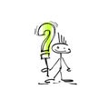 Hand drawing sketch human smile stick figure question mark
