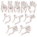 Hand drawing sketch man hands showing numbers vector doodle set Royalty Free Stock Photo