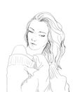 Hand drawing sketching art of woman portret Royalty Free Stock Photo