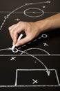 Hand drawing a soccer game strategy Royalty Free Stock Photo