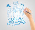 Hand drawing social network friendship Royalty Free Stock Photo