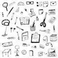 Hand drawing of stationery vector set Royalty Free Stock Photo