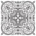 Hand drawing tile vintage black line pattern.