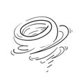 Hand drawing Tornado. Hurricane icon vector with doodle cartoon style