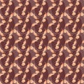 hand drawing tulip seamless pattern for background, fabric, wrapping paper. nature flat spring floral motif in brown and coral