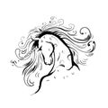 Hand drawing Unicorn for adult anti stress coloring pages, artistic fairy tale magic animal, vector tattoo. Fashion