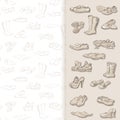 Hand drawing various types of different footwear in vector.