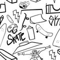 Seamless Pattern Skateboard vector Illustration