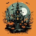 Hand drawing vector logo of Halloween