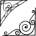 Hand drawing of the vintage architectural details in shape of decorative corners