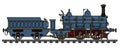 Historical blue steam locomotive
