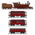 Vintage red american steam train