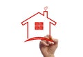 Hand drawing a house photo image picture Royalty Free Stock Photo