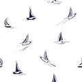 Hand drawing wind surf seamless pattern in vector. Flat style il