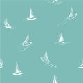 Hand drawing wind surf seamless pattern in vector. Flat style