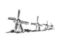 Hand drawing windmills