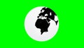 Hand drawing world globe with green background and white circle