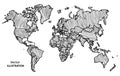 Hand drawing World Map with countries Royalty Free Stock Photo