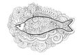 Hand drawing zentangle. Decorative, abstract fish tail. Coloring book.