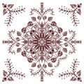 Hand drawing zentangle mandala element in marsala color