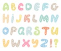 Cute doodle alphabet. Funny rounds letters.