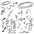 Hand drawn Abstract arrows, ribbons and other handdrawn style elements for concept design. Doodle illustration. Vector template Royalty Free Stock Photo