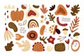 Hand drawn abstract autumn symbols, creative colored fall season doodles vector illustration Royalty Free Stock Photo