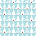 Hand drawn abstract Christmas trees, snow, triangles vector seamless pattern background. Winter Holiday Scandinavian Royalty Free Stock Photo