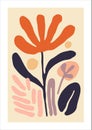 Hand drawn abstract floral collage. Scandinavian style. Vector illustration