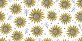 Hand drawn of abstract floral pattern. Seamless abstract floral pattern. Abstract sun flower pattern isolated on white background Royalty Free Stock Photo