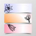 Hand drawn abstract flowers cards, vector drawn
