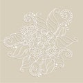 Hand-Drawn Abstract Henna Mehndi Flower Ornament