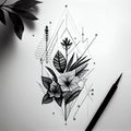 Hand-drawn abstract henna mendie flowers and doodle illustration design element Royalty Free Stock Photo