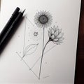 Hand-drawn abstract henna mendie flowers and doodle illustration design element