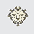 Hand drawn abstract lion head with floral Royalty Free Stock Photo