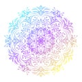 Hand drawn abstract mandala design. Vector holographic round pattern. Arabesque design element