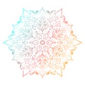 Hand drawn abstract mandala design. Vector holographic round pattern. Arabesque design element