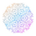 Hand drawn abstract mandala design. Vector holographic round pattern. Arabesque design element