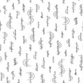 Hand drawn abstract pattern in memphis style. Vector seamless background.