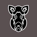 Hand-drawn abstract portrait of a boar. Sticker. Vector stylized illustration isolated on dark background Royalty Free Stock Photo