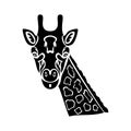 Hand-drawn abstract portrait of a giraffe for tattoo, logo, wall decor, T-shirt print design or outwear. Vector stylized Royalty Free Stock Photo