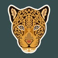 Hand drawn abstract portrait of a leopard/jaguar. Sticker. Vector stylized colorful illustration isolated on dark background Royalty Free Stock Photo