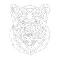 Hand drawn abstract portrait of a lioness. Vector stylized illustration for tattoo, logo, wall decor, T-shirt print design or